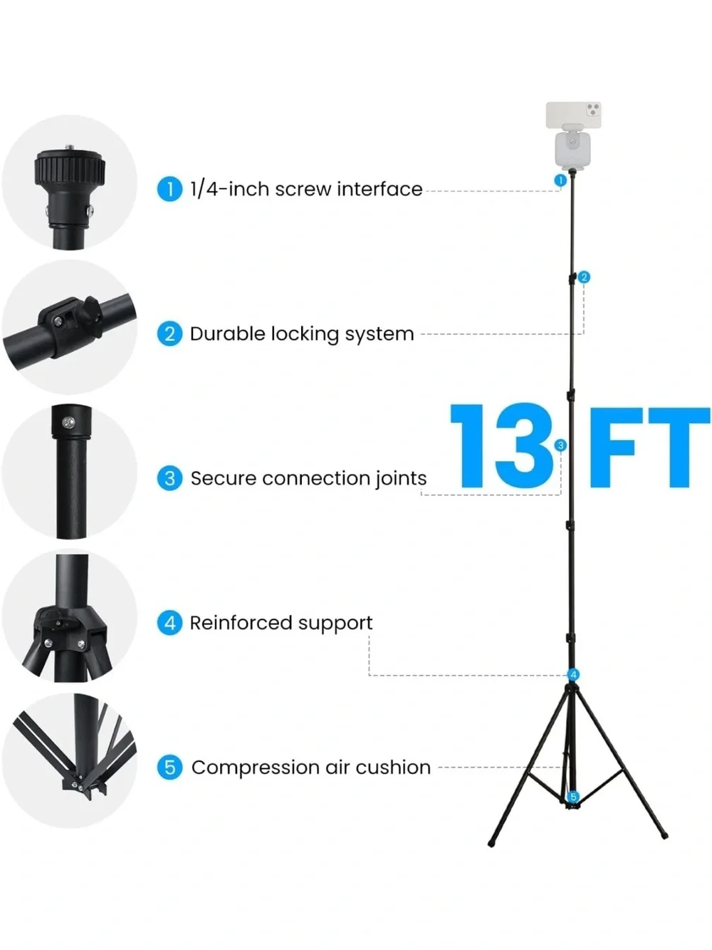 XbotGo T4 Tripod for Soccer Basketball Games 4.5-13ft  1/4